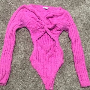 Pink Knitted Women bodysuit